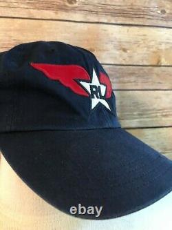 Vtg Polo Ralph Lauren Rare Navy Blue Hat White Star Red Wings Strapback Dad Hat