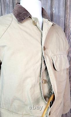 Vtg Polo Ralph Lauren Safari Hunting Jacket Canvas Utility Corduroy Trim Mens S