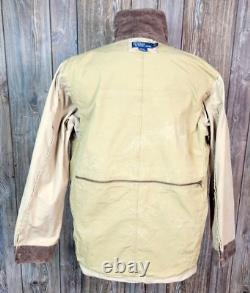 Vtg Polo Ralph Lauren Safari Hunting Jacket Canvas Utility Corduroy Trim Mens S