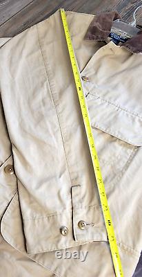 Vtg Polo Ralph Lauren Safari Hunting Jacket Canvas Utility Corduroy Trim Mens S