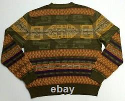 Vtg Polo Ralph Lauren Southwestern Aztec Indian Tribal Knit Sweater Cardigan Men