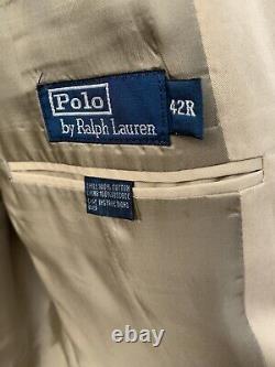 Vtg Polo Ralph Lauren Sport Jacket Cotton Safari Khaki Travelers Coat Tan 42