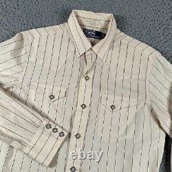 Vtg Polo Ralph Lauren Western Shirt Mens S Striped Embroidered Pearl Snap 80's