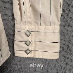 Vtg Polo Ralph Lauren Western Shirt Mens S Striped Embroidered Pearl Snap 80's