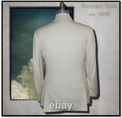 Vtg Polo by Ralph Lauren 40L Ivory Cream Double Breasted Blazer Jacket