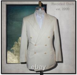 Vtg Polo by Ralph Lauren 40L Ivory Cream Double Breasted Blazer Jacket