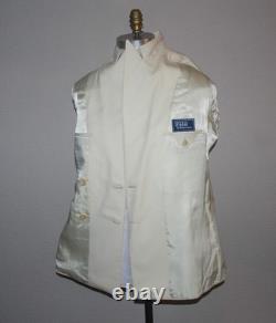 Vtg Polo by Ralph Lauren 40L Ivory Cream Double Breasted Blazer Jacket