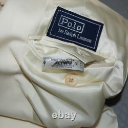 Vtg Polo by Ralph Lauren 40L Ivory Cream Double Breasted Blazer Jacket