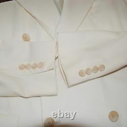 Vtg Polo by Ralph Lauren 40L Ivory Cream Double Breasted Blazer Jacket