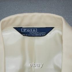 Vtg Polo by Ralph Lauren 40L Ivory Cream Double Breasted Blazer Jacket